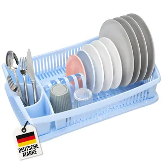 WELLGRO Abtropfgestell - Abtropfgitter - Geschirr Abtropfkorb - Abtropfständer - Abtropfschale - Geschirrabtropfständer - Made IN Europe, Farbe:Blau