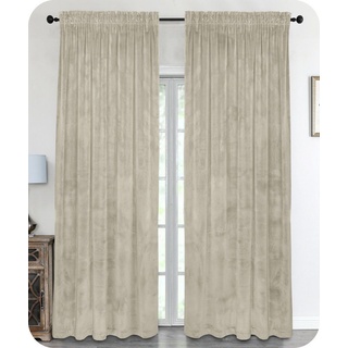 Beautex Verdunkelungsvorhang Samt Vorhang Kräuselband U-Band Gardine Velvet abdunkelnd, Hakenaufhängung (1 St), abdunkelnd beige 140 cm x 175 cm