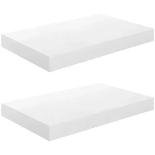 furnicato Wandregal Schweberegale 2 Stk. Hochglanz-Weiß 40x23x3,8 cm MDF, 1-tlg. weiß