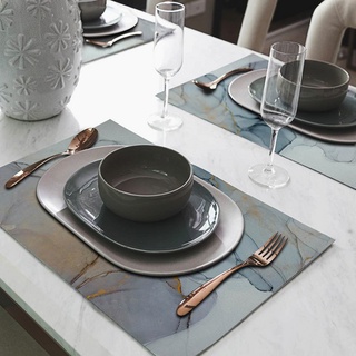 mySPOTTI Tischset »Jola«, rechteckig, Kunstleder, grau/blau