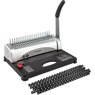 TIANSE Bindemaschine, Bindegeräte, 21-Loch, 450 Blatt, Spiralbindung Maschine mit Starter Kit 100 PCS 3/8 '' Kamm Bindung Stacheln, Kamm Bindemaschine Perfekt für tägliche Office-Dokumente. MEHRWEG