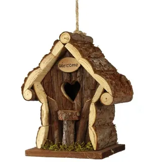 Spetebo Vogelhaus Holz Deko Vogelhaus WELCOME - zum hängen, zum aufhängen beige