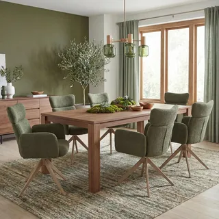 MCW Esszimmerstuhl MCW-N11 Stoff Bouclé grün 6er Set