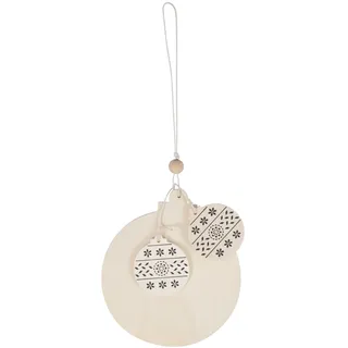 Weihnachtskugel-Anhänger aus Holz - Zum Beschriften, Bemalen, Bekleben - Naturbelassen MDF Braun - Kreative Hängedekoration für Geschenke & Tisch