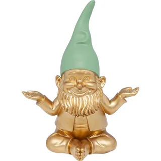Kare Deko Figur Zwerg Meditation Gold Grün 19cm
