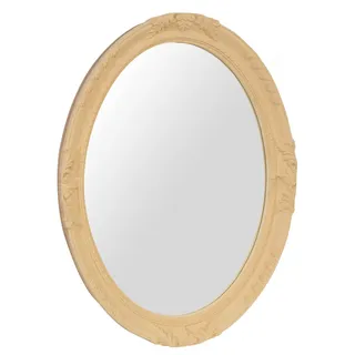 Biscottini Runder Badezimmerspiegel, 93 x 6,5 x 72 cm, Shabby Chic Wandspiegel, ovaler Badezimmerspiegel