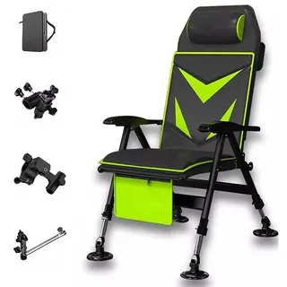 Kabxhueo Angelstuhl Tragbarer Faltbar, Campingstuhl klappbarer, Karpfenstuhl mit gepolsterte Armlehnen und Kissenrückenlehne, Höhenverstellbarer, Fischerstuhl klappbar, Carp Chair, Angelliege