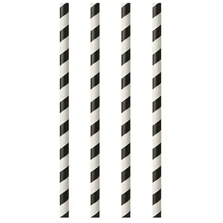 Papstar Trinkhalme Papier 20 cm 100 St. Schwarz/Weiß