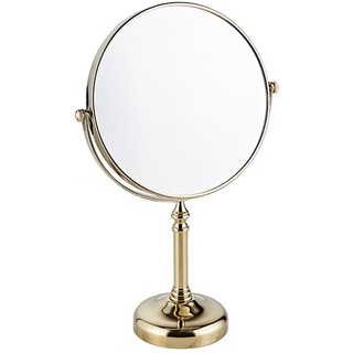 REWIS 8-Zoll-Tisch-Make-up-Spiegel, doppelseitig drehbarer Vergrößerungs-Kosmetikspiegel, HD-Rasierspiegel für Herren, Kosmetikspiegel für Schönheitssalon, stehender Arbeitsspiegel,Gold,3X
