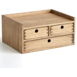 KIRIGEN Schreibtisch-Organizer Holz, A4-Schubladenbox, Braun | 35 x 27 x 16,7 cm, 3 Schubladen, Ablagefach, Massivholz, handgefertigt, fertig montiert, Zapfenverbindungen, Pflanzenöl