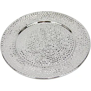 I.GE.A. Dekotablett I.GE.A. "Keramik-Schale", silber, B:25cm H:2cm, Keramik, Dekoschalen, Dekoschale silber Tablett Weihnachtsdeko Deko Advents-Tablett rund