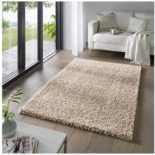 TaraCarpet Langflor-Teppich Venezia Shaggy, quadratisch, Höhe: 35 mm, Hochflor Shaggy Uni Beige Wohnzimmer Schlafzimmer 250x250 cm beige quadratisch | 250 cm x 250 cm x 35 mm