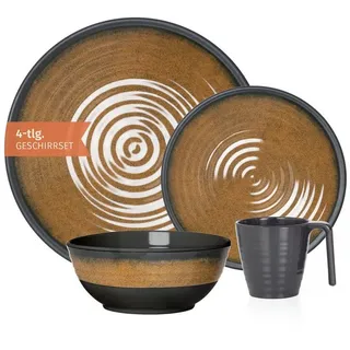 Moritz Geschirr-Set Camping Geschirr Stone Curry 4-teilig