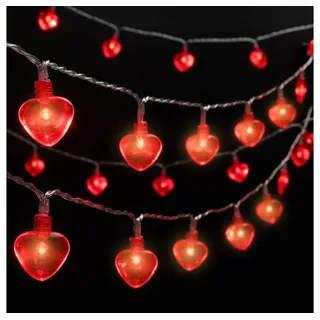 Rosnek LED-Lichterkette 1.5/3M, rotes Herz, batterie, für Valentinstag Muttertag Schlafzimmer, Hochzeit Party Deko 1.5 m