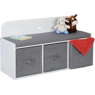 Relaxdays Kinderbank, Mehrfarbig, Holzwerkstoff, Textil, 99x54x35 cm, Kinder- & Jugendzimmer, Kindermöbel, Kindersitzmöbel & -tische, Kinderstühle