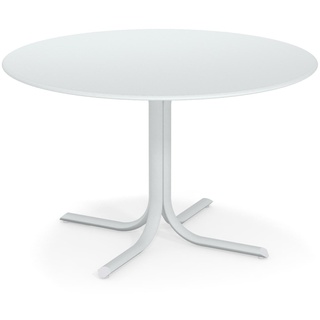 Table System mit runder Tischkante, Ø 117 cm, eisweiß