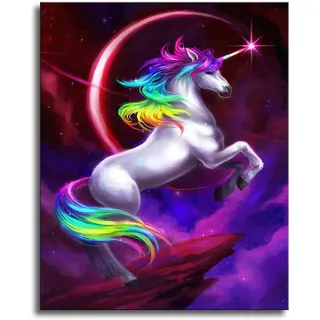 Shukqueen Malen nach Zahlen, DIY Ölgemälde für Erwachsene, Anfänger, Feiertagsgeschenke, Einhorn (40x50cm (Ohne Rahmen), 1005-unicorn)