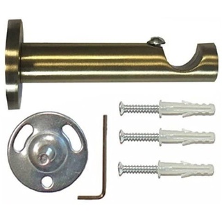 Gardinenstange Cap modern / Ø 16mm / Edelstahl-Optik / Messing-Antik / Schwarz, Garduna, 1-läufig, gebohrt, Metall 120 cm