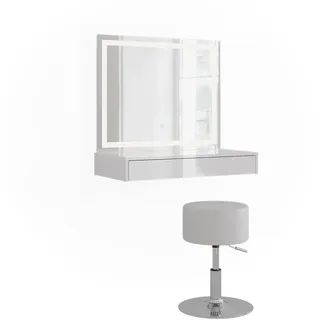 Vicco Schminktisch Sherry, Weiß/Weiß Hochglanz, 80 cm 3 Teile, Vicco