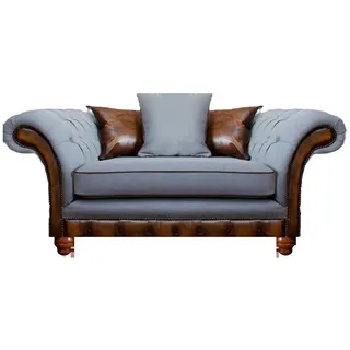 JV Möbel Chesterfield Sessel Polstersitz 90 x 80 x 130 cm Grau mit Kissen