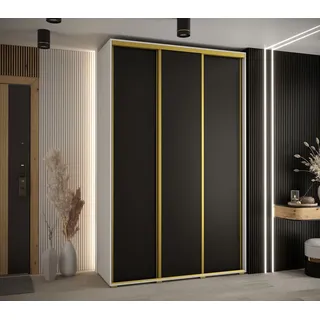 Kleiderschrank ASIRI 1 – 150/45 cm, weiß/schwarz/gold - Weiß/Schwarz/Gold