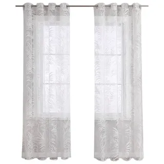 Joyswahl Gardine, Ösen (1 St), Voile Ausbrenner mit Blätter Muster weiß 140 cm x 175 cm