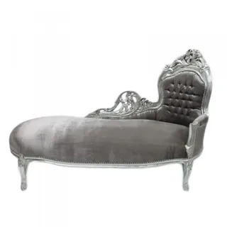 Casa Padrino Barock Chaiselongue "King" Grau/Silber - Möbel Wohnzimmer Liege Recamiere
