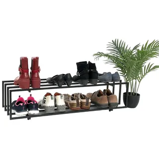 DanDiBo Ambiente Schuhregal Metall Schwarz 2 Ebenen 96549 Schuhablage Schuhständer Modern Stabil Massiv Schuhschrank Ablage - DanDiBo