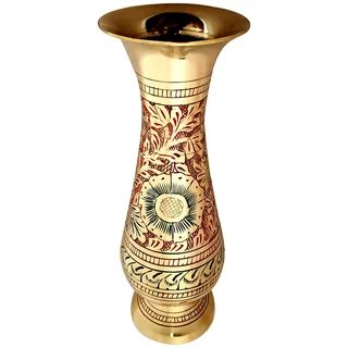 Aus Messing – 20,3 cm hohe Vase – ein seltenes indisches Dekor – verführerisches Nakkashi, schönes Sammlerstück – für trockene Blumen, nicht für Wasserfüllung empfohlen