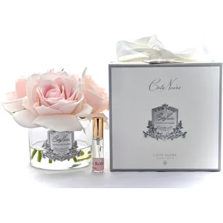 Cote Noire duftete fünf Rosen in einer klaren Glasvase 5 Rose Französisch Pink