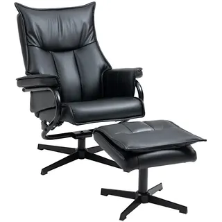 Homcom Relaxsessel Kunstleder 84 x 101 x 75 cm Schwarz mit Hocker