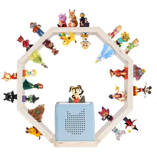 Todeco Tonie-Regal für Toniebox Hörfiguren, Magnetische Aufbewahrung für 60-70 Tonie, Wandregal und Schreibtischregal, Kinderregal für Mädchen & Jungen, Kleines Achteck