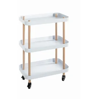 Servierwagen, Natur, Weiß, Buche, Holz, Metall, Buche, massiv, rechteckig, 30x76x50 cm, Stauraum, gastro- und objekttauglich, Esszimmer, Barmöbel, Barwagen