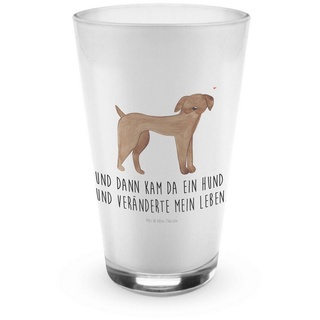 Mr. & Mrs. Panda Glas Hund Dogge - Transparent - Geschenk, Vierbeiner, Hunde, Cappuccino Ta, Premium Glas, Design mit Herz