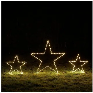 Lights4fun LED-Stern für außen 3er Set Osby LED Stern Stableuchten Weihnachtsdeko außen, Micro LED, Weihnachtsbeleuchtung, Höhe: 34 & 60cm