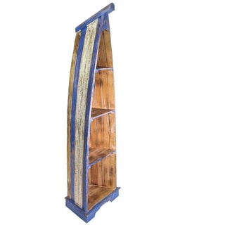Oriental Galerie Standregal Boot Regal mit Steg Natur Blau Model Marina groß, Handarbeit blau