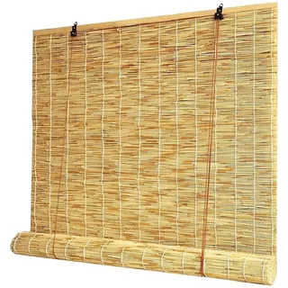 Bambus Rollo Bambusrollo Aussenbereich Innen 60 80 90 100 110 120 150 160cm Retro Bambus Rollo Jalousie Sonnenschutz Jalousien Innen Bambus Raffrollo Wetterfest Für Fenster Türen(Natural white line)