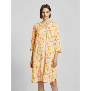 Knielanges Tunikakleid mit Allover-Muster, Rosa, XS