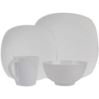 HEKERS Geschirr-Set 100% Melamin Geschirr (6-26 teilig) Purely weiß (eckig) (10-tlg)
