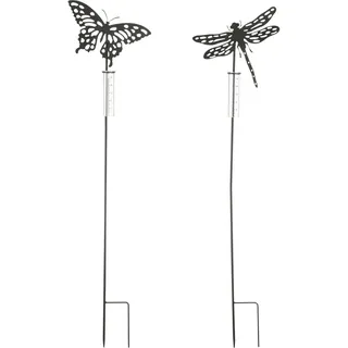 Mica decorations Gartenstecker Regenmesser Eisen 118 cm schwarz 3-fach sortiert