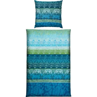 Erwin Müller Single-Jersey Ornamente Blau 135 x 200 cm + 80 x 80 cm
