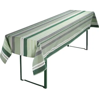 REDBEST Tischdecke Biertisch-Tischdecke, Baumwolle Streifen grün 90 cm x 260 cm