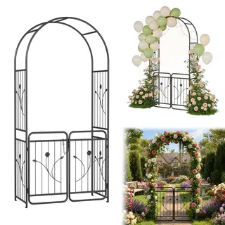 ACXIN Rosenbogen mit Tor 95x50x220 cm, Rankgitter Metall für Garten & Hochzeit, Hochwertiger Rankbogen mit Pulverbeschichtung, Pergola, Gartenbogen für Blumen & Kletterpflanzen-Typ A