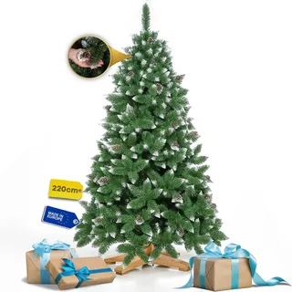 ROYAL TREES Künstlicher Weihnachtsbaum 220 cm Diamantkiefer mit Kunstschne Weihnachtsbaum Künstlich