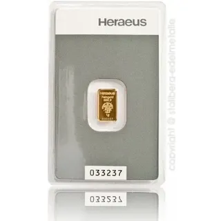 Goldbarren 1 g 1g Gramm Heraeus - Feingold 999.9 im Scheckkartenformat - LBMA Zertifiziert - Anlagegold24 h 7 Tage online kaufen - Edelmetalle als Anlage und Geschenk