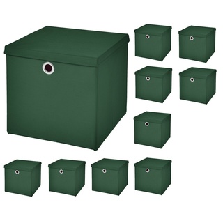 StickandShine Aufbewahrungsbox 10 Stück 32 x 32 x 32 cm Faltbox mit Deckel Stoffbox Aufbewahrungsbox (10er SET 32x32x32) in verschiedenen Farben 32cm grün