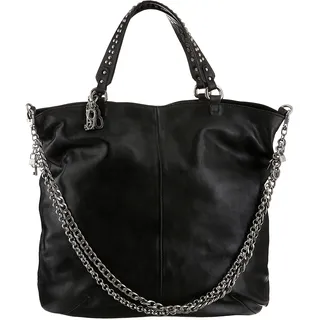 Shopper A.S.98 Gr. B/H/T: 33 cm x 32 cm x 10 cm, schwarz Damen Taschen Handtaschen aus Leder mit Kettenumhängeriemen