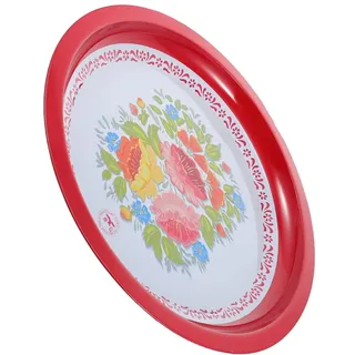 DOITOOL Cake Outdoor Shallow Plate Round Party Decorative Indoor Metal Enamelware Multi-Function Tray Fruits Snacks Style for Container Kitchen Bowls Snack Camping Rim Chinese Bowl