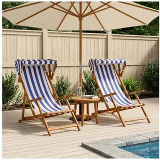 vidaXL Liegestuhl 2 pcs 3 Position 2 x 60 x 108 cm blau
