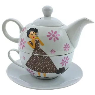 Dekohelden24 Teekanne Teekannen in verschiedenen Varianten, (Tea-for-One-Set), Dekorativ & funktional in einem grau